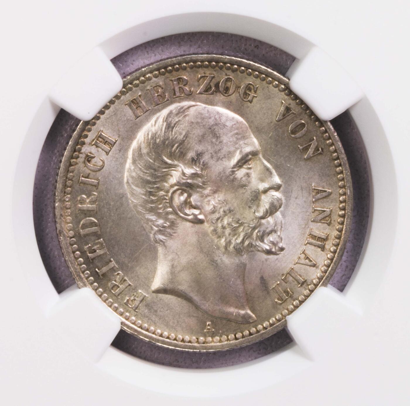 NGC-MS64 1894安哈特2马克银币 经典小邦