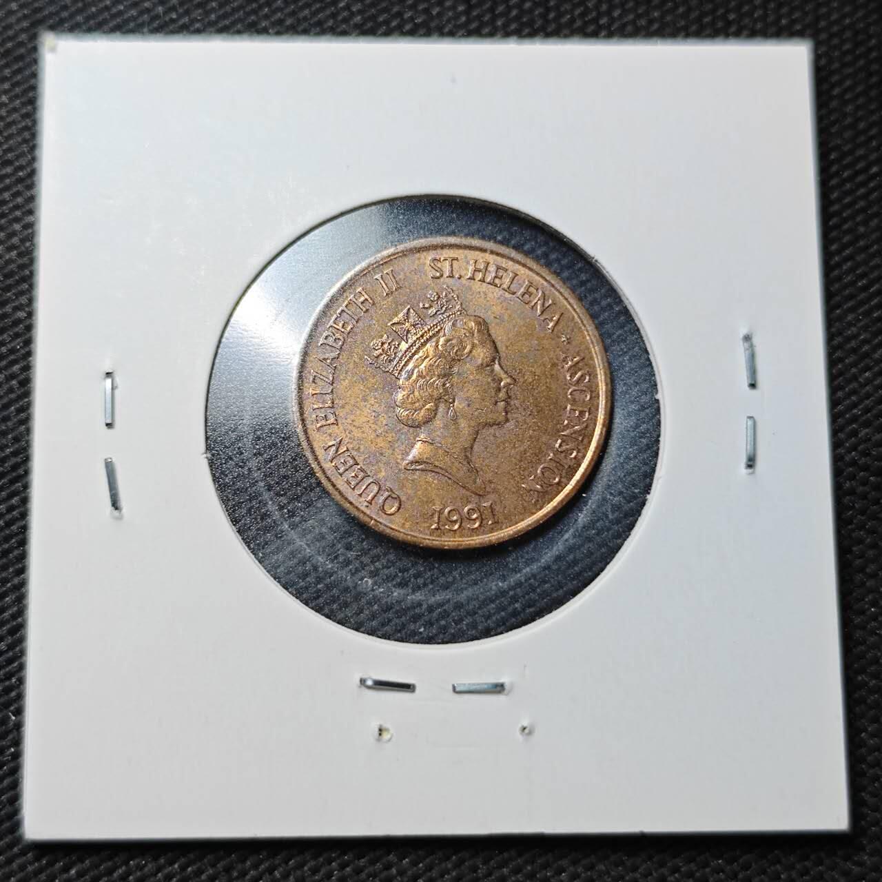 KK钱币收藏小铺  第361场  2月预留时间 周末发货  1991英属阿森松1便士铜币