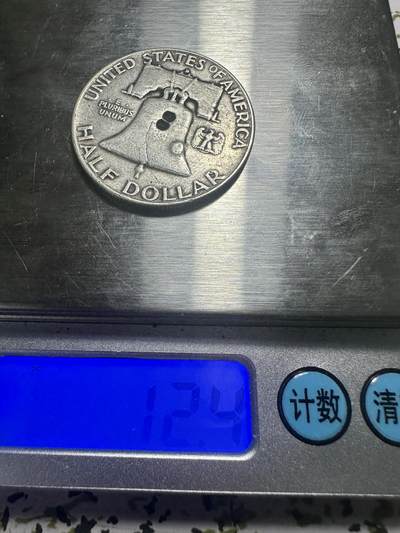 外国钱币，章 美国富兰克林半元银币，12.4g，0.9成银