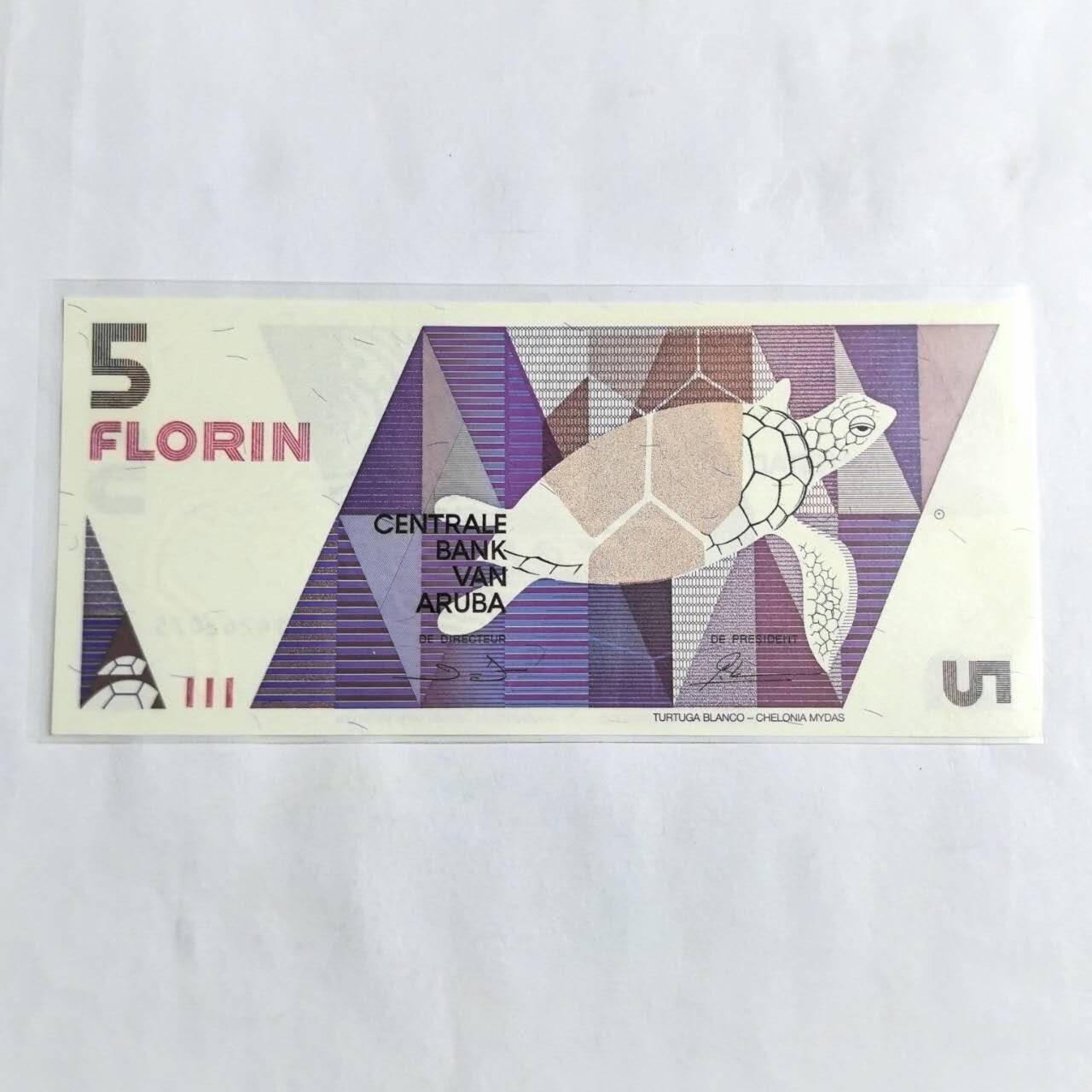 各国外币第96期 品种好大部分全新 阿鲁巴5弗罗林 1990年初版 全新