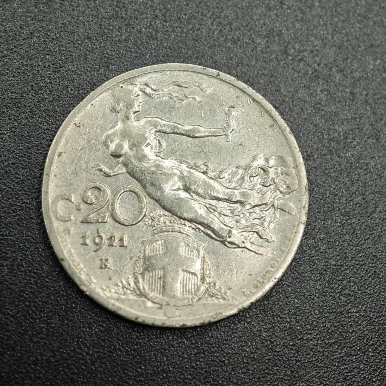 【淘币小摊】实时拍第七百七十九拍   散币场   满百包邮可预留二周 每周一统一发货   意大利1911年20分镍币