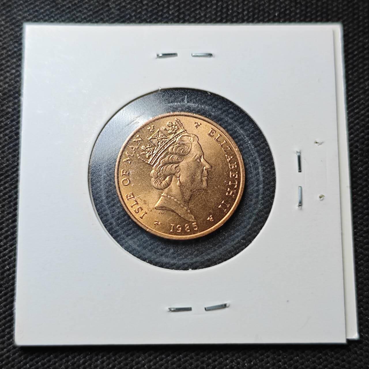 KK钱币收藏小铺  第361场  2月预留时间 周末发货  1985马恩岛1便士铜币 好品