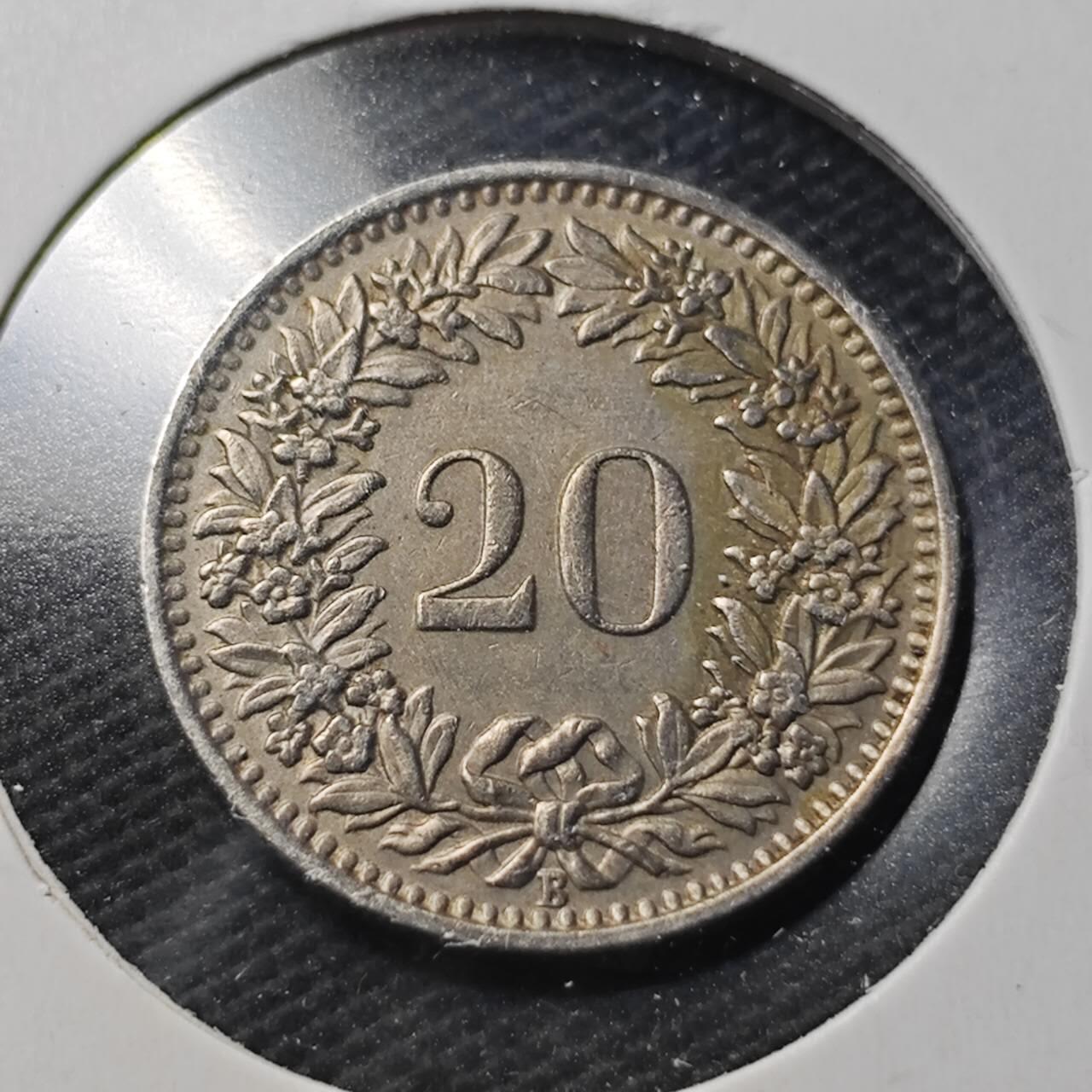 KK钱币收藏小铺  第360场  2月预留时间 周末发货  瑞士20分