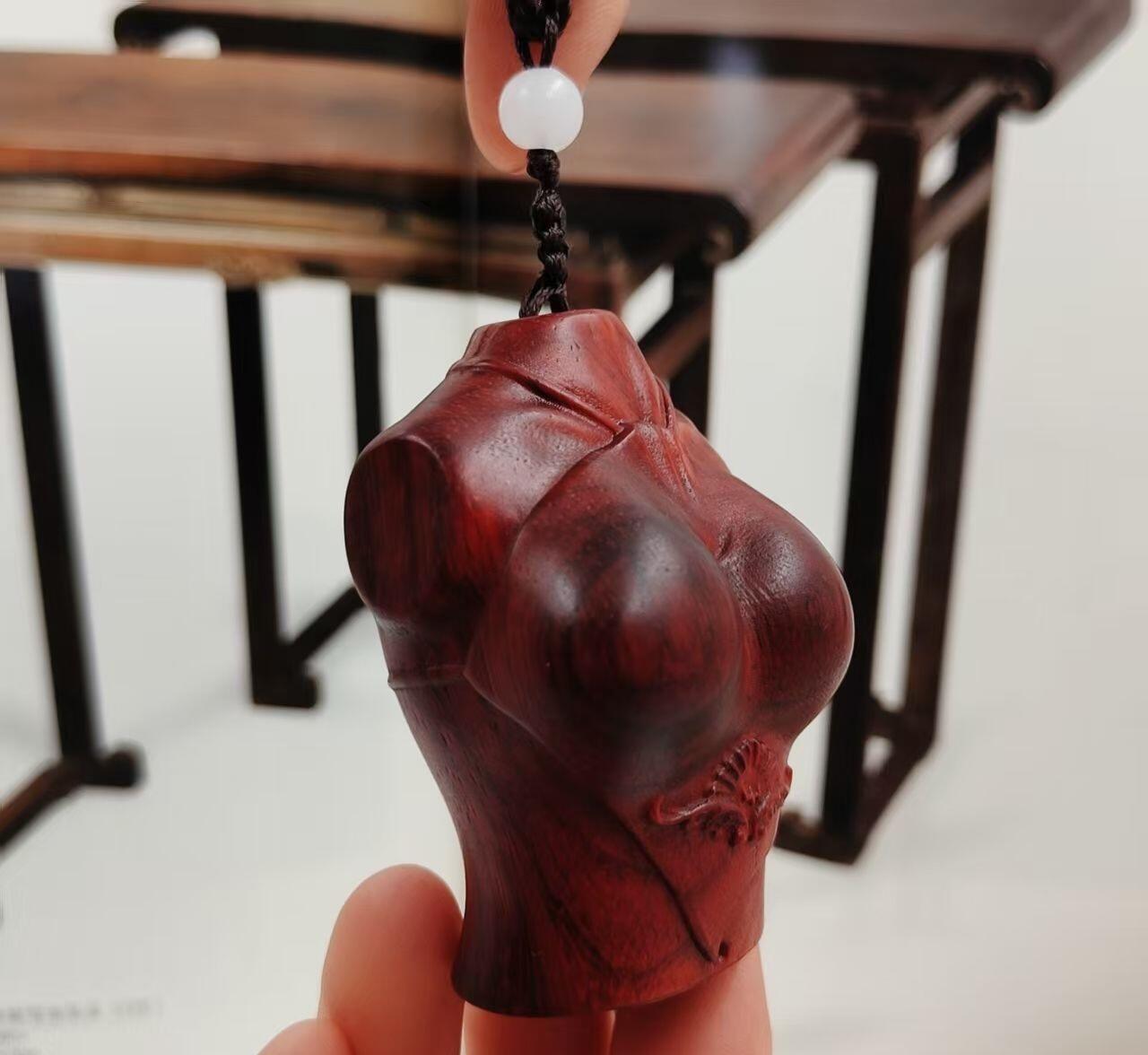 听雨轩（12） 酸枝木雕手把件 逢凶化吉 原木原色无漆实木