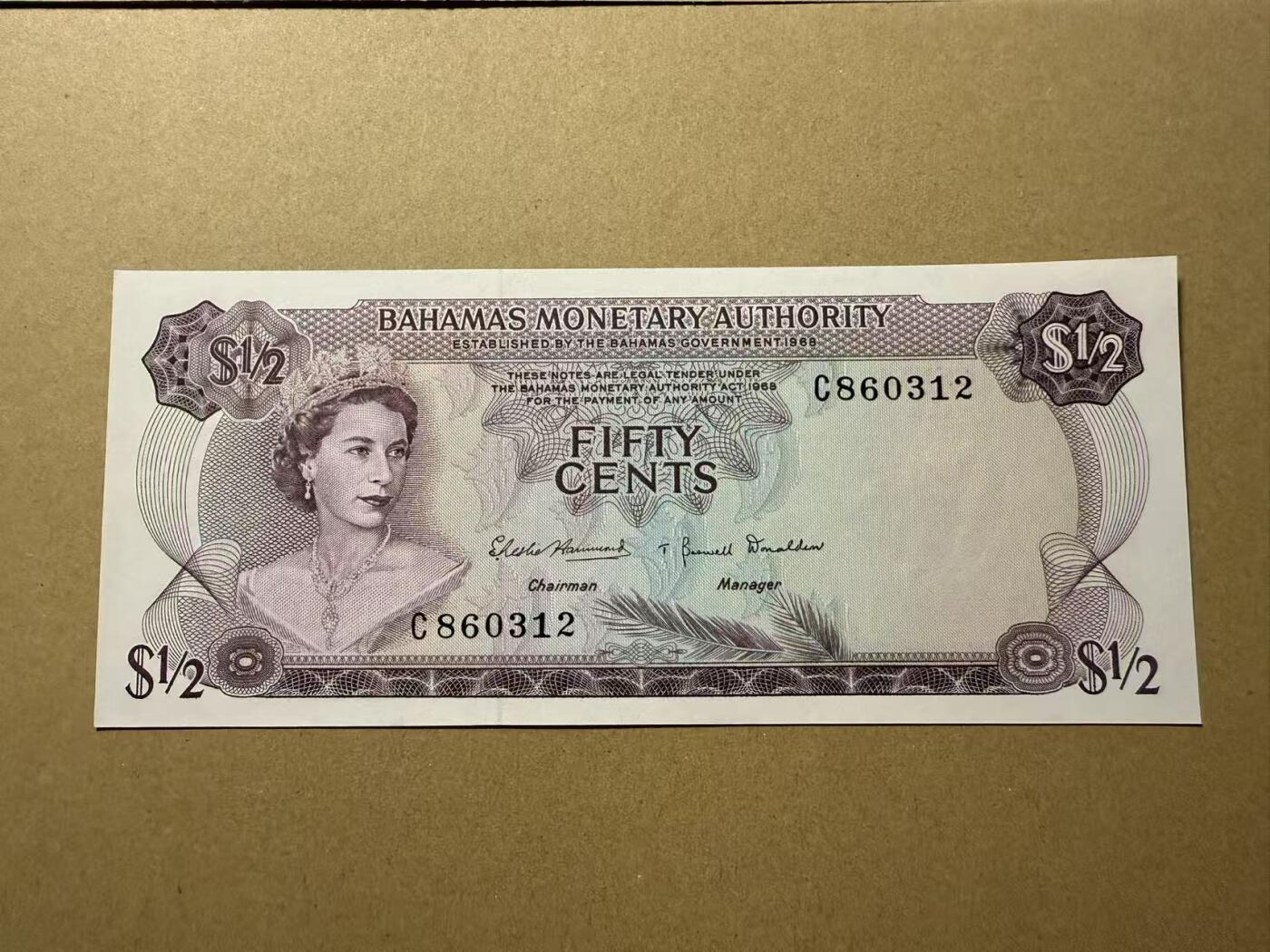 【礼羽收藏】🌏世界钱币拍卖第109期 巴哈马 1968年 1/2 无47 全新unc