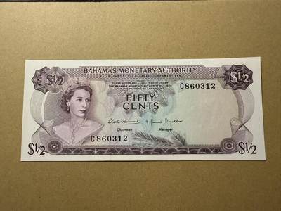 【礼羽收藏】🌏世界钱币拍卖第109期 - 巴哈马 1968年 1/2 无47 全新unc