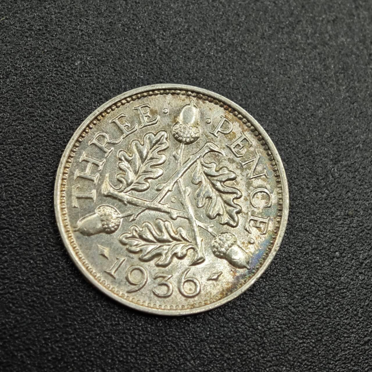 【淘币小摊】实时拍第七百七十九拍   散币场   满百包邮可预留二周 每周一统一发货   英国1936年乔治五世3便士银币