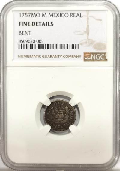博洋堂世界钱币拍卖第144期（全场包邮） - NGC Fine 西属墨西哥1757年MO M费迪南六世1R小地球，1里亚尔少见