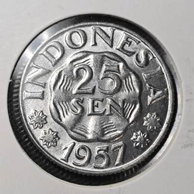 KK钱币收藏小铺  第361场  2月预留时间 周末发货 -  1957印度尼西亚25仙 好品