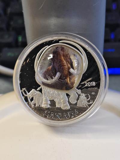 第180期拍卖【长期征集拍品】【北京币展专场】 - 加拿大2018年冰河世纪系列1长毛猛犸困冰技术银币，9999银，发行5000枚