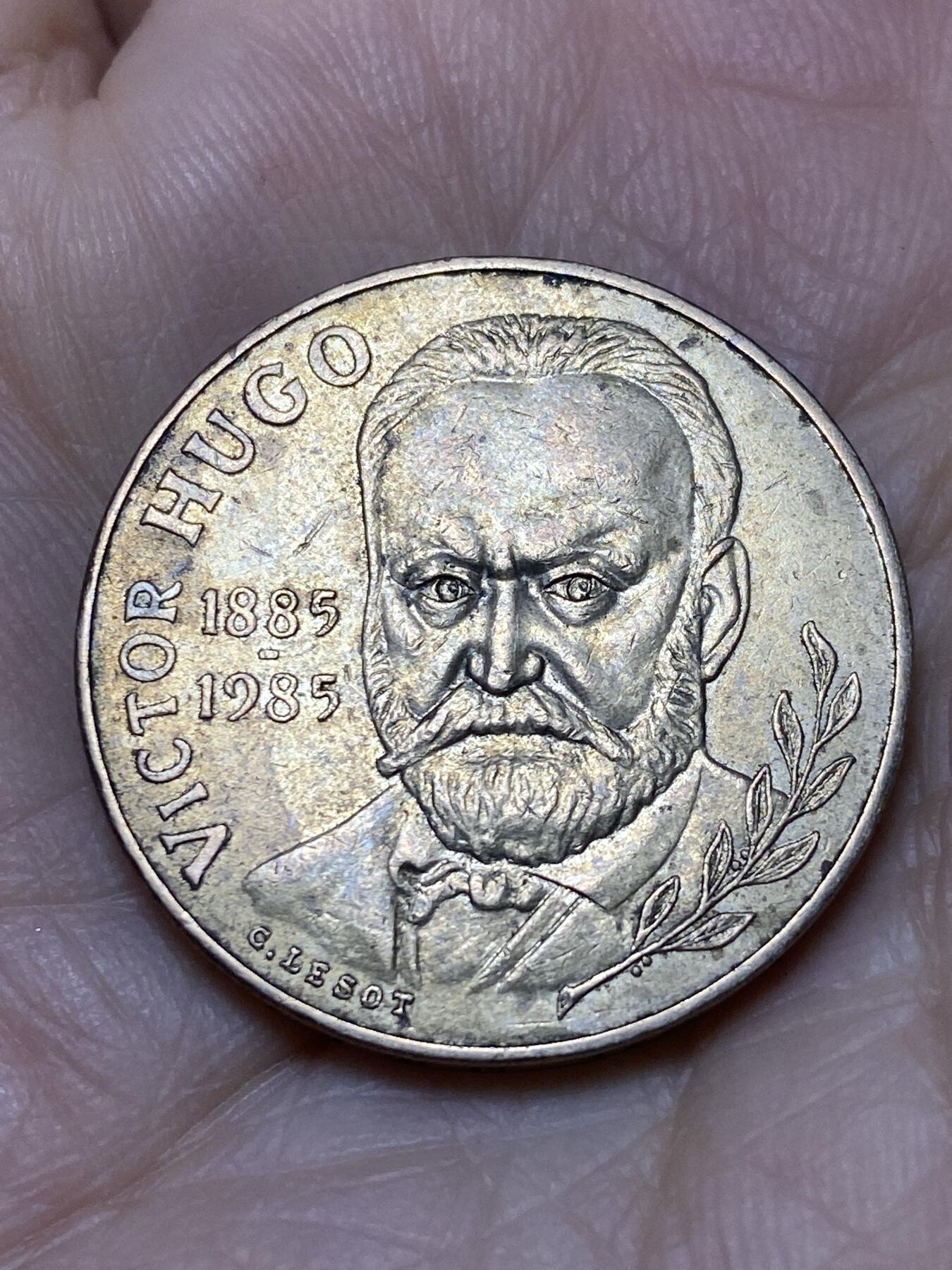 2025年第一百一十九场(总第一百四十五场）外国好品散币(免佣金) 较少见–法国🇫🇷1985年10法郎(诗人维克多·雨果逝世100周年纪念币)