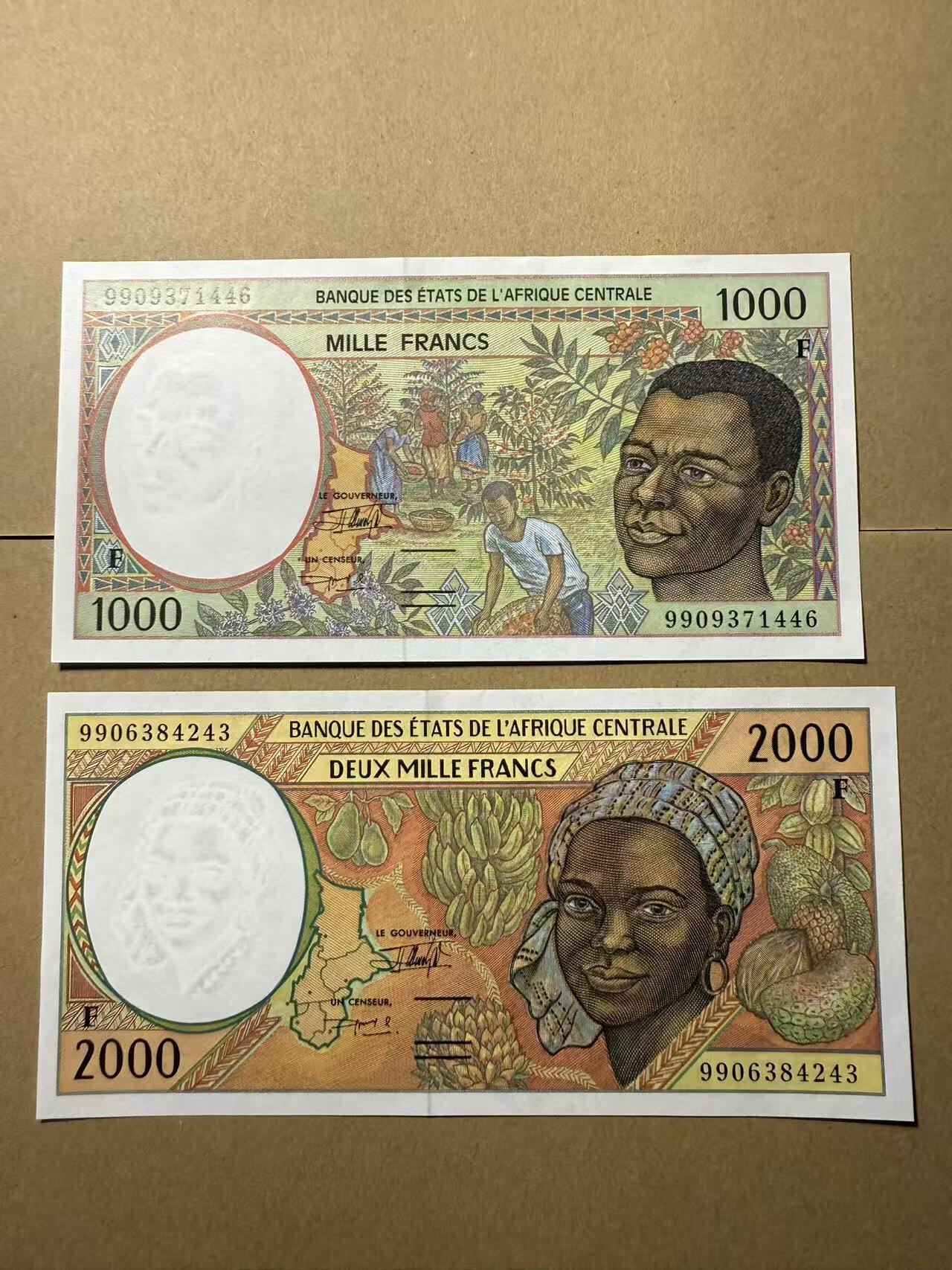 【礼羽收藏】🌏世界钱币拍卖第109期 中非 1000、2000法郎 全新unc