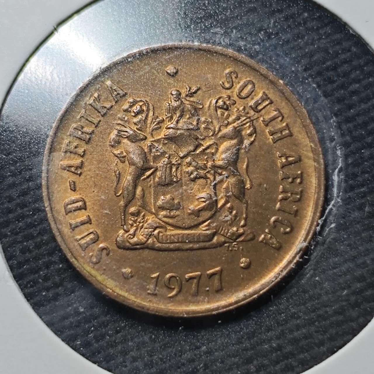 KK钱币收藏小铺  第360场  2月预留时间 周末发货  1977南非1分铜币 好品