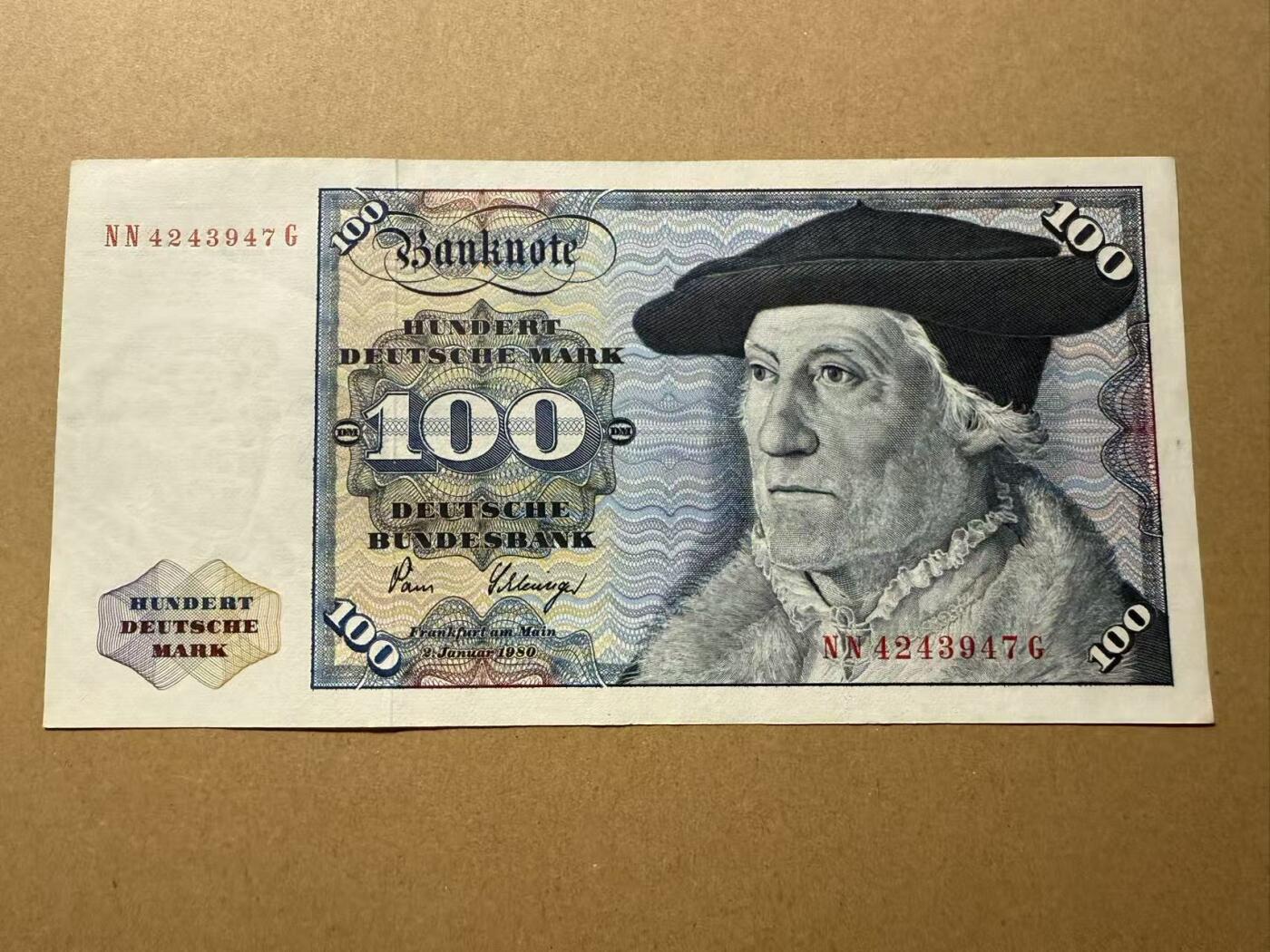 【礼羽收藏】🌏世界钱币拍卖第109期 德国1980年 100马克 全新unc-