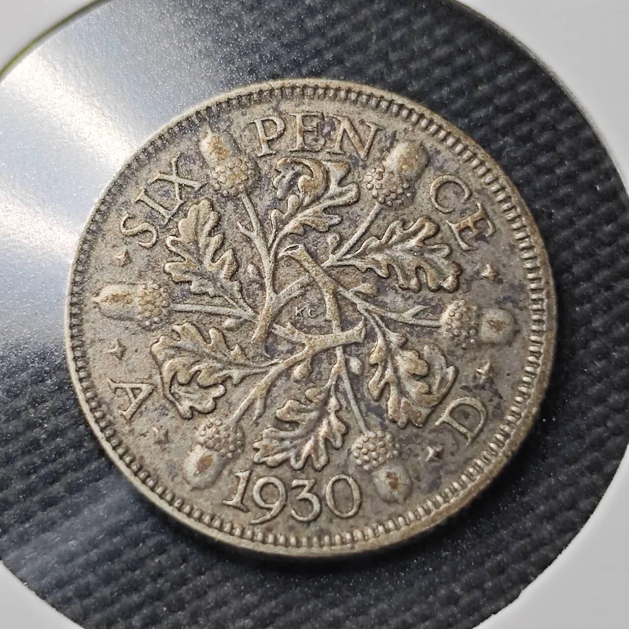 KK钱币收藏小铺  第361场  2月预留时间 周末发货  1930英国6便士银币