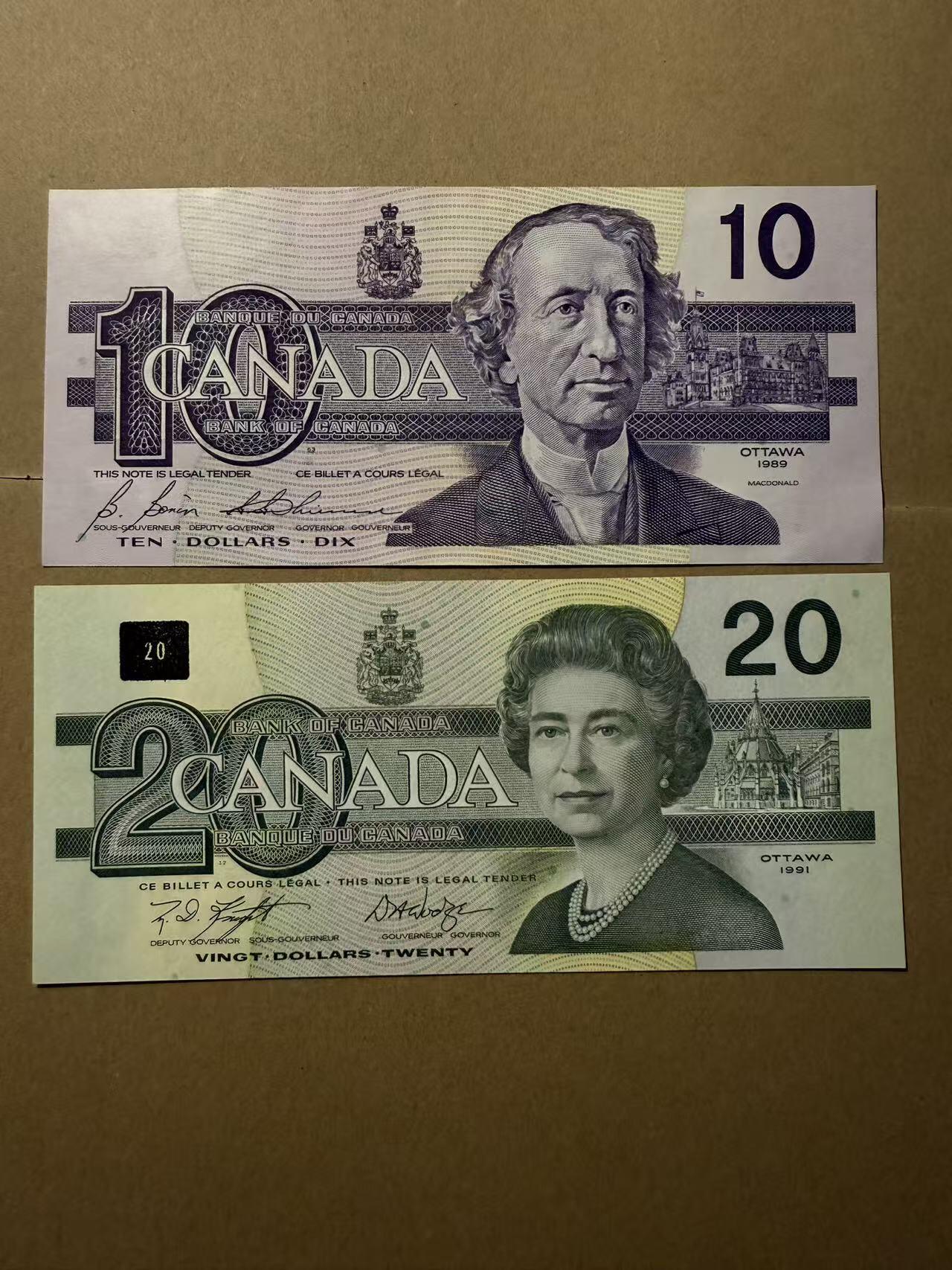 【礼羽收藏】🌏世界钱币拍卖第109期 加拿大鸟版 10、20两张 含无47 全新unc