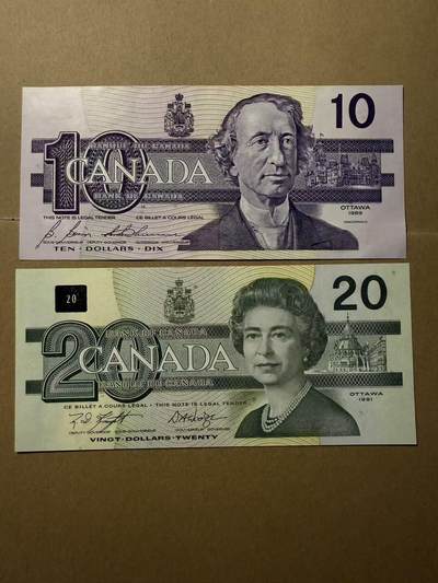 【礼羽收藏】🌏世界钱币拍卖第109期 - 加拿大鸟版 10、20两张 含无47 全新unc