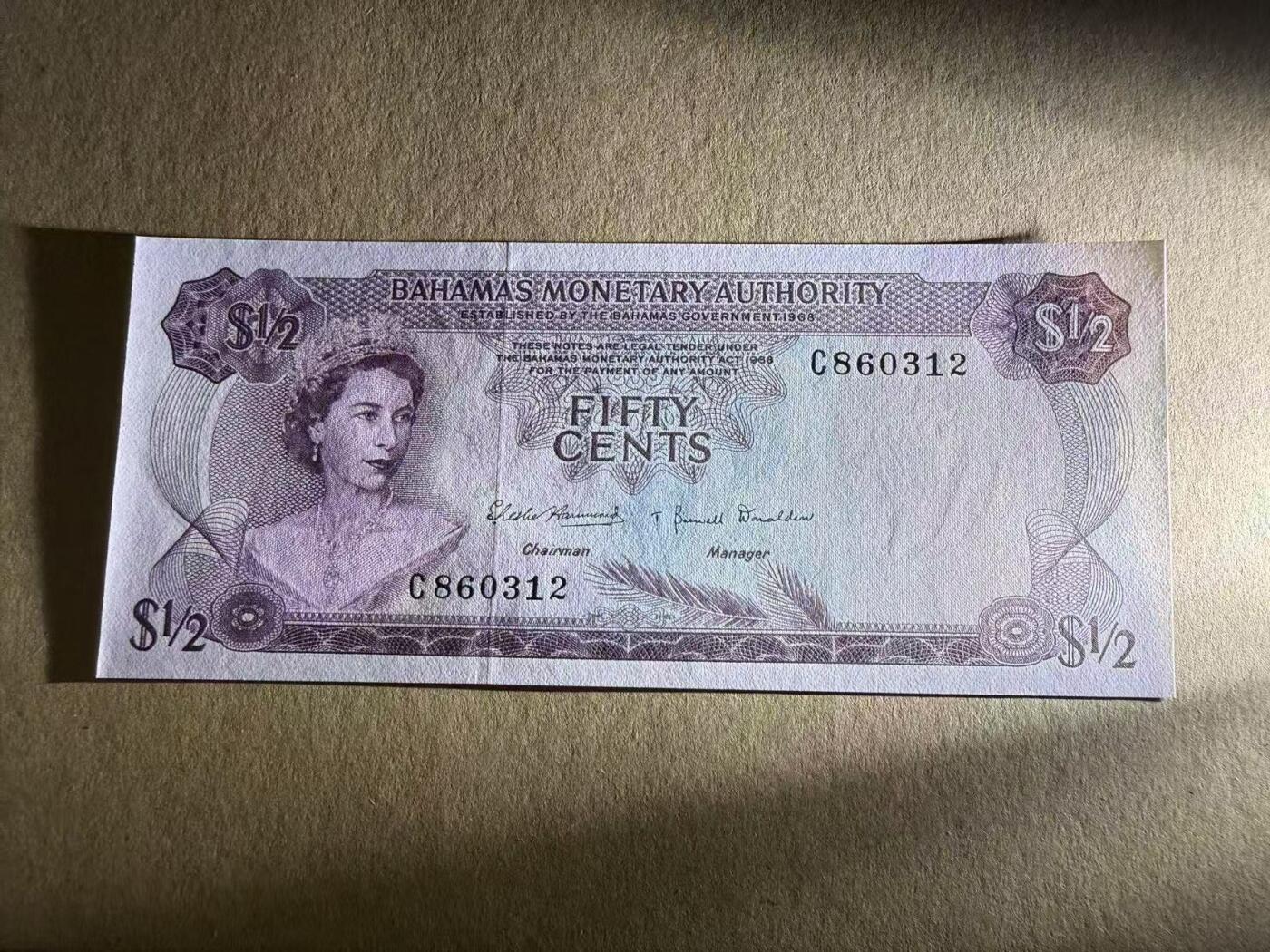 【礼羽收藏】🌏世界钱币拍卖第109期 巴哈马 1968年 1/2 无47 全新unc