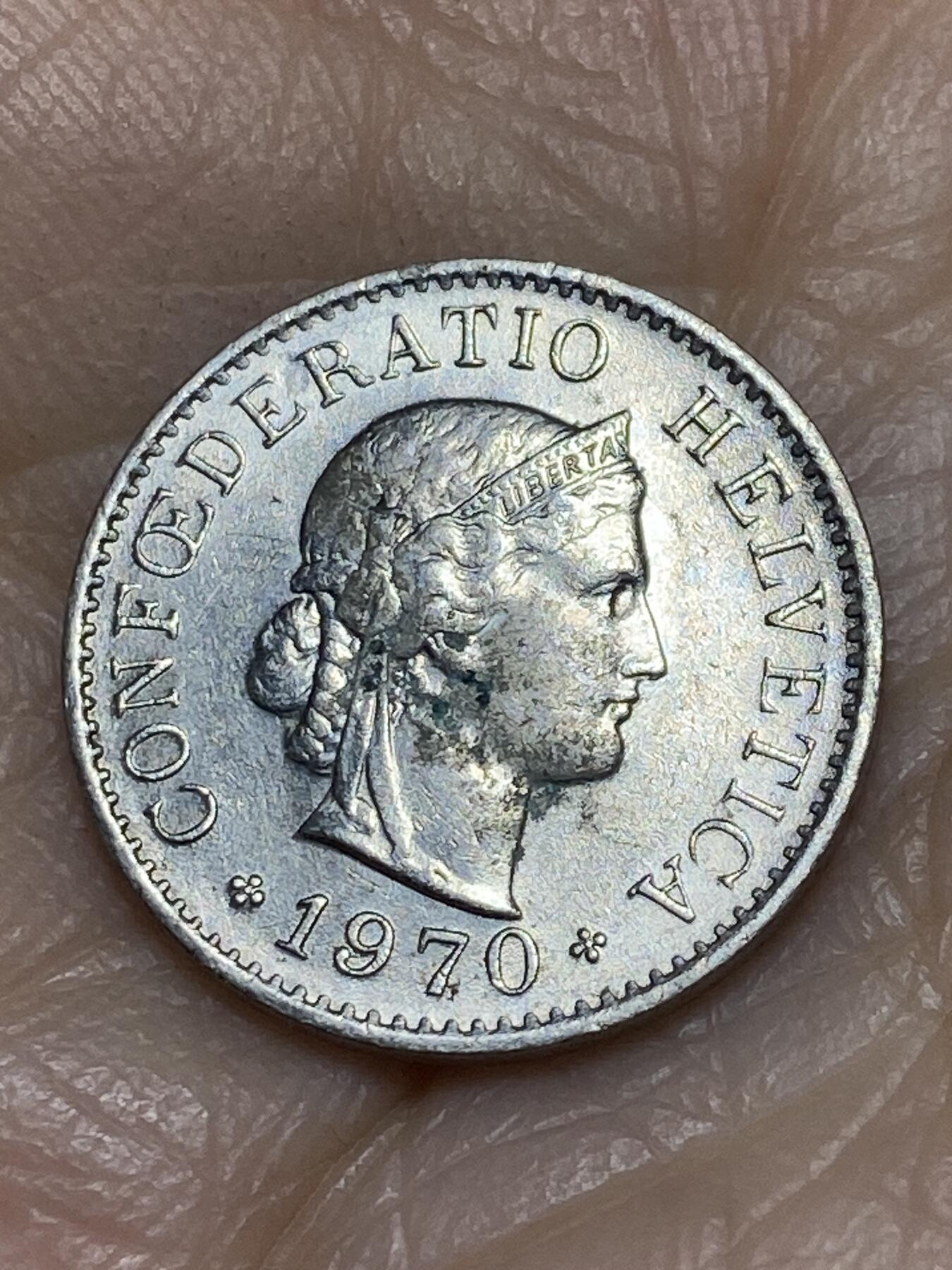 2025年第一百一十九场(总第一百四十五场）外国好品散币(免佣金) 瑞士🇨🇭1970年5分(无标版)