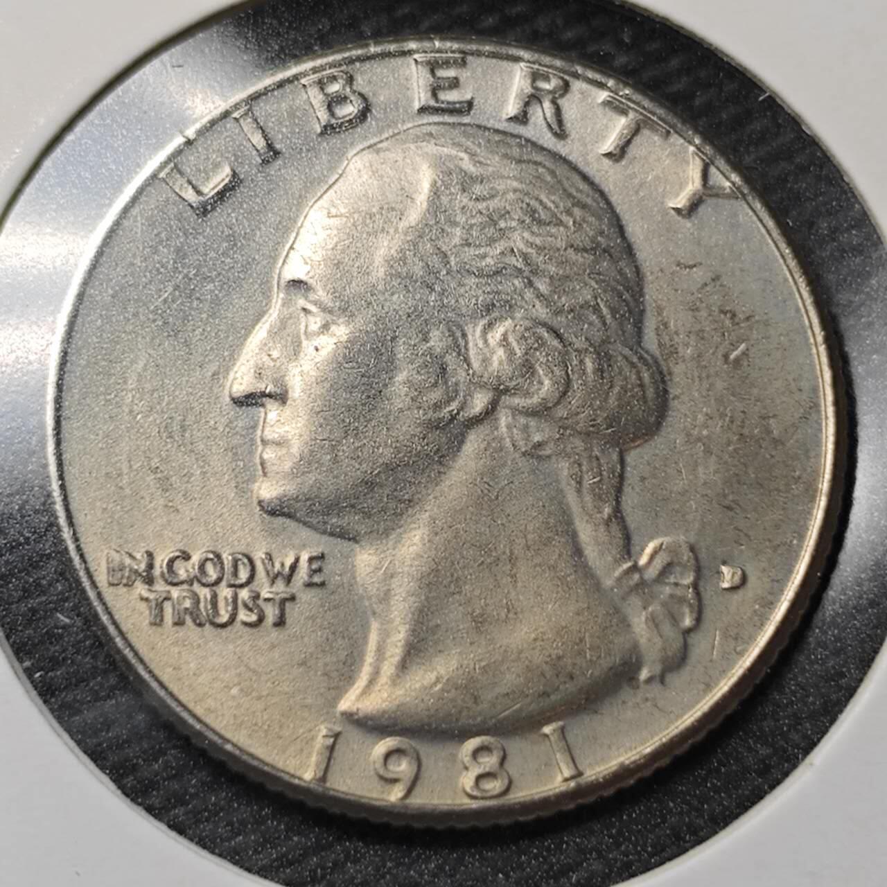 KK钱币收藏小铺  第361场  2月预留时间 周末发货  1981美国25分 好品