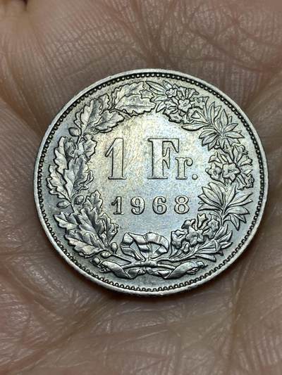 2025年第一百一十九场(总第一百四十五场）外国好品散币(免佣金) - 瑞士🇨🇭1968年1法郎(无标版)