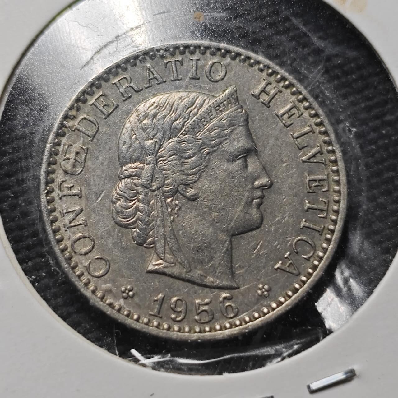 KK钱币收藏小铺  第360场  2月预留时间 周末发货 1956 瑞士20分