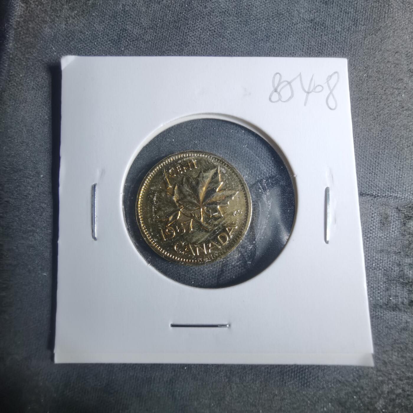 沼泽如烟--第885场 加拿大1957年一分金色镀层