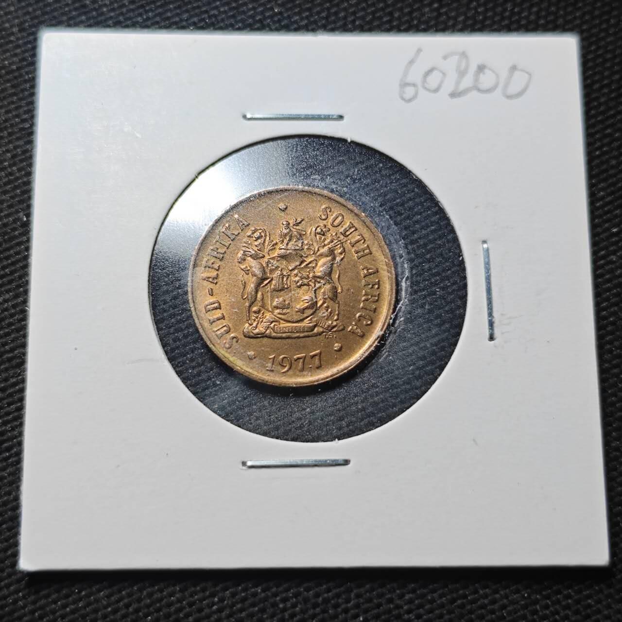 KK钱币收藏小铺  第360场  2月预留时间 周末发货  1977南非1分铜币 好品