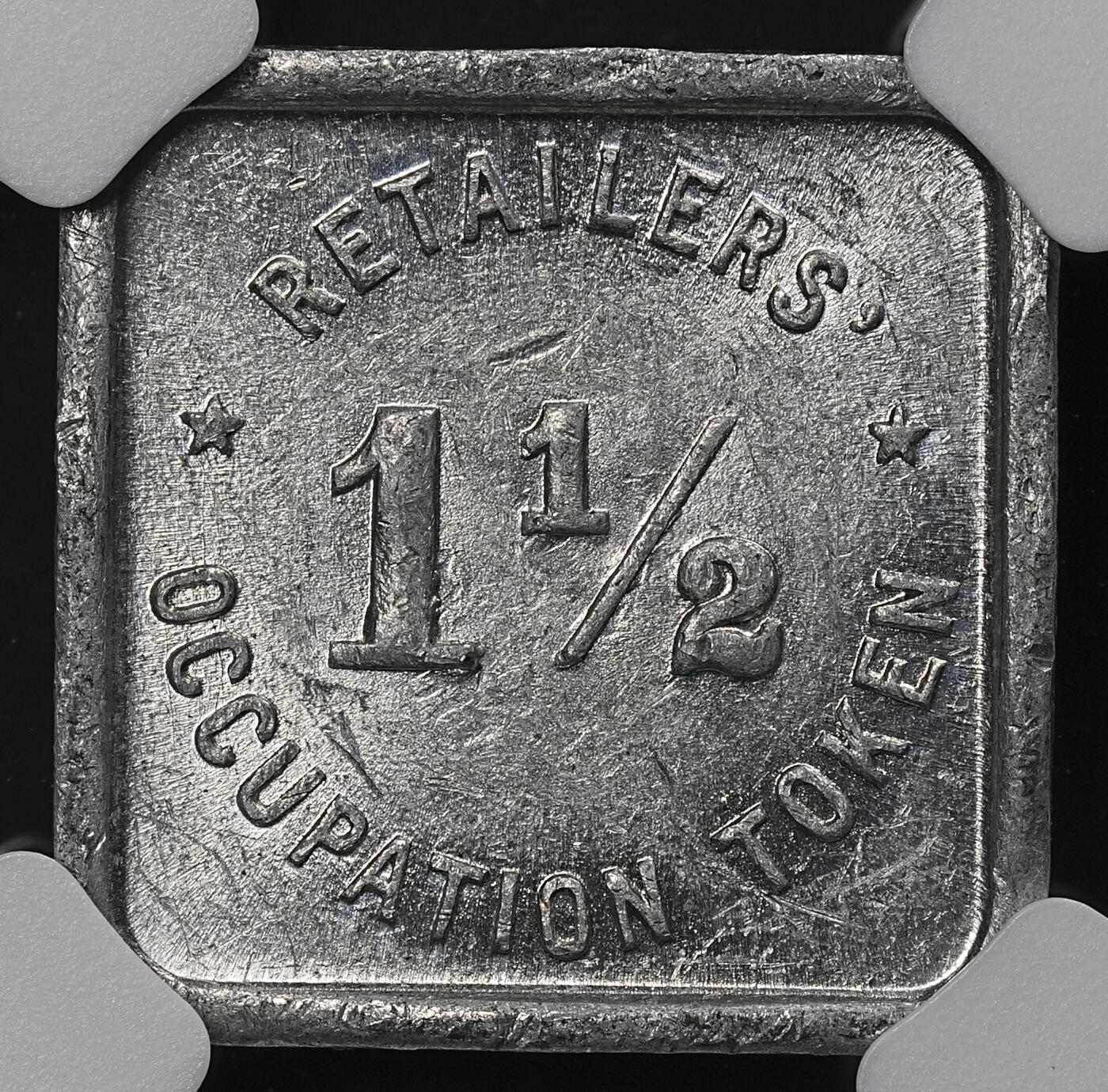 修遠堂世界钱币第九十一期 NGC AU55 20世纪初美国伊利诺伊洲1½ Mills方形铝代用币