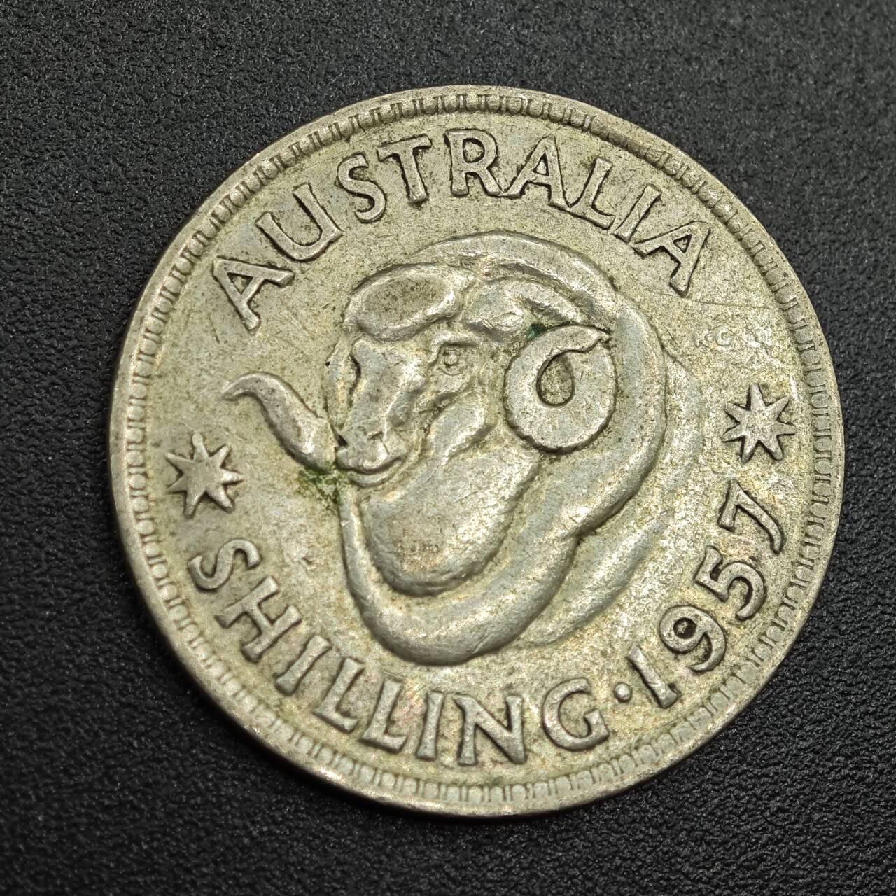【淘币小摊】限时拍第七百八十拍  小银币场  满百包邮可预留两周  周一统一发货  澳大利亚1957年伊丽莎白二世一先令银币