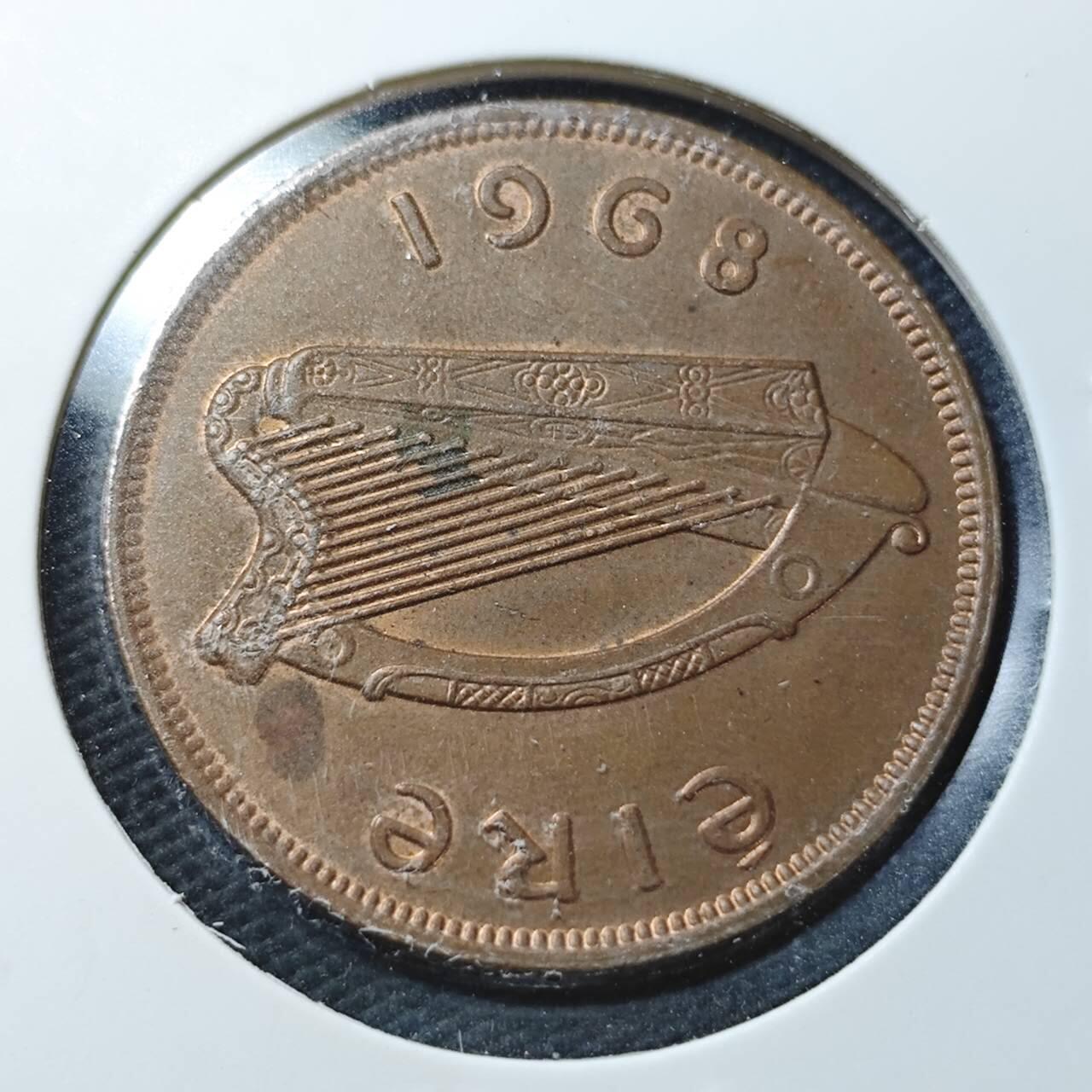 KK钱币收藏小铺  第360场  2月预留时间 周末发货  1968爱尔兰1便士铜币