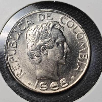 KK钱币收藏小铺  第361场  2月预留时间 周末发货 -  1968哥伦比亚20分 好品