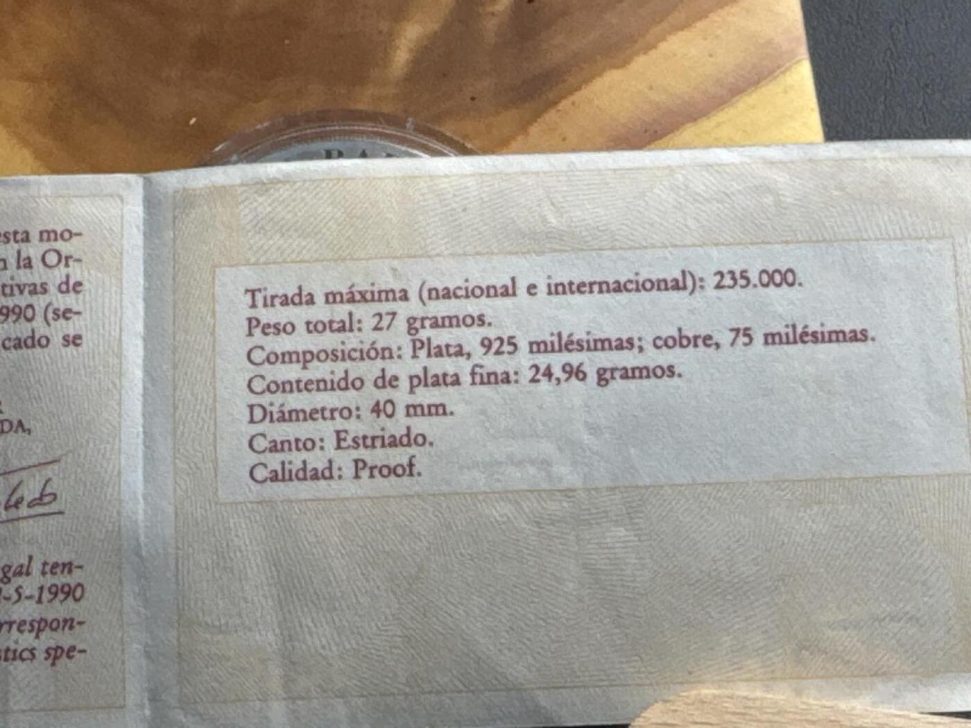 ❤️【币观天下】❤️ 第329期钱币拍卖- 2025.10.31周五晚上6点半场-长期征集拍品 原厂木制包装盒带证书西班牙1990年发行92年巴塞罗那奥运会会徽精制银币925银27克直径40毫米