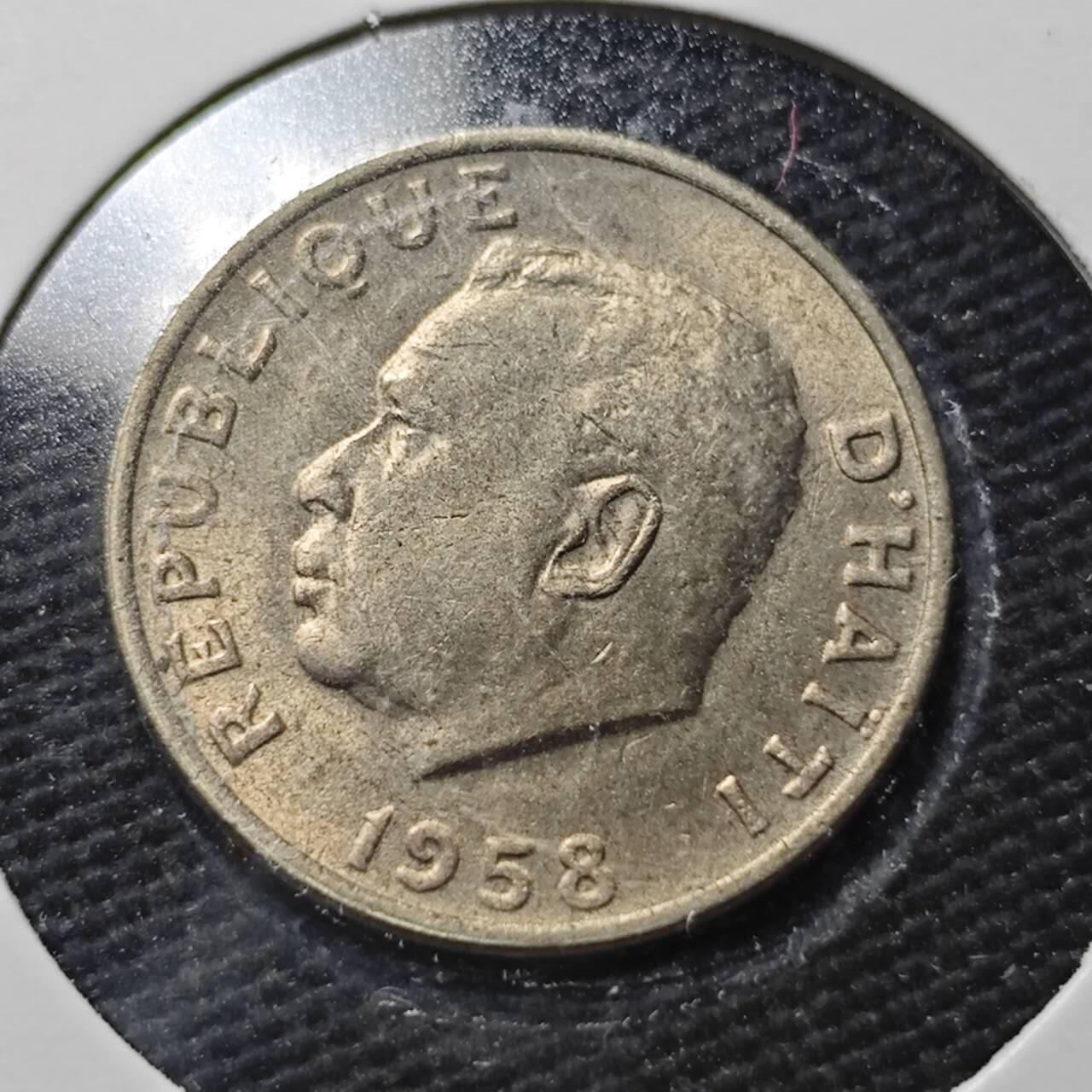 KK钱币收藏小铺  第360场  2月预留时间 周末发货 1958 海地5分好品