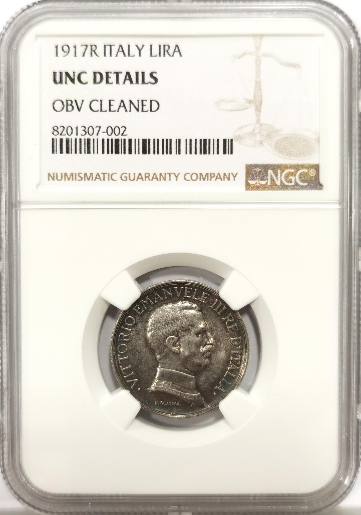 博洋堂世界钱币拍卖第144期（全场包邮） NGC UNC 意大利1917年马车1里拉银币，经典品种，状态一流