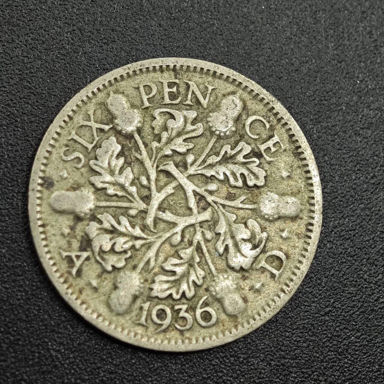 【淘币小摊】限时拍第七百八十拍  小银币场  满百包邮可预留两周  周一统一发货  英国1936年乔治五世6便士银币