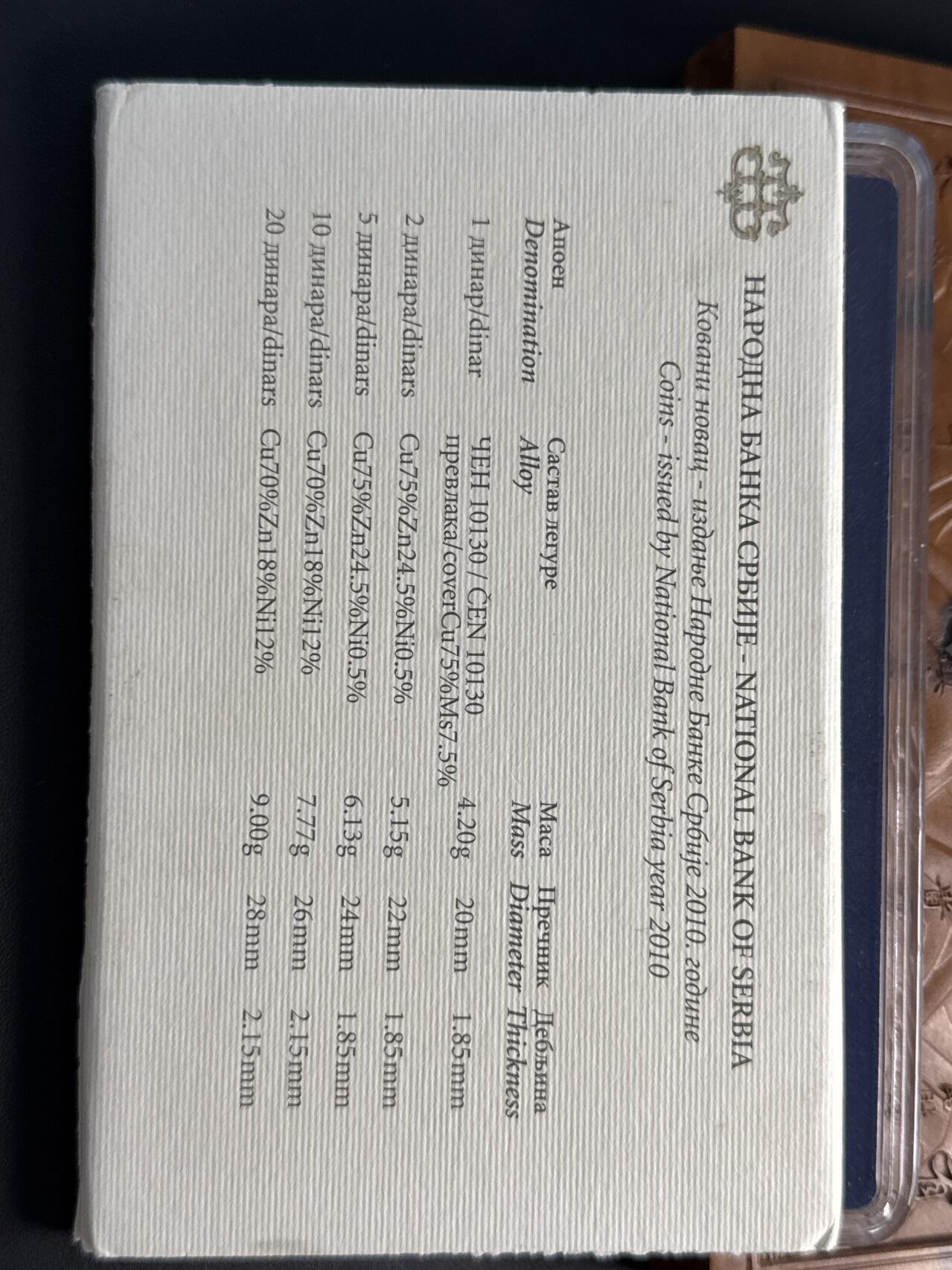 ❤️【币观天下】❤️ 第329期钱币拍卖- 2025.10.31周五晚上6点半场-长期征集拍品 塞尔维亚2010年官方套币含第三任国家银行行长乔治•魏福特20第纳尔纪念币