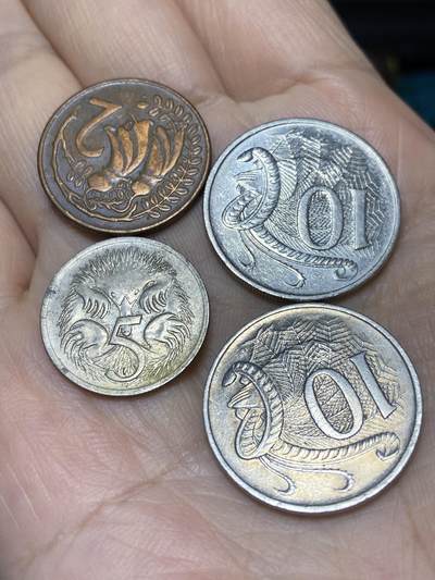 2025年第一百一十九场(总第一百四十五场）外国好品散币(免佣金) - 散币4枚：新西兰🇳🇿1971年2分，澳大利亚🇦🇺1992年1980年10分，1969年5分