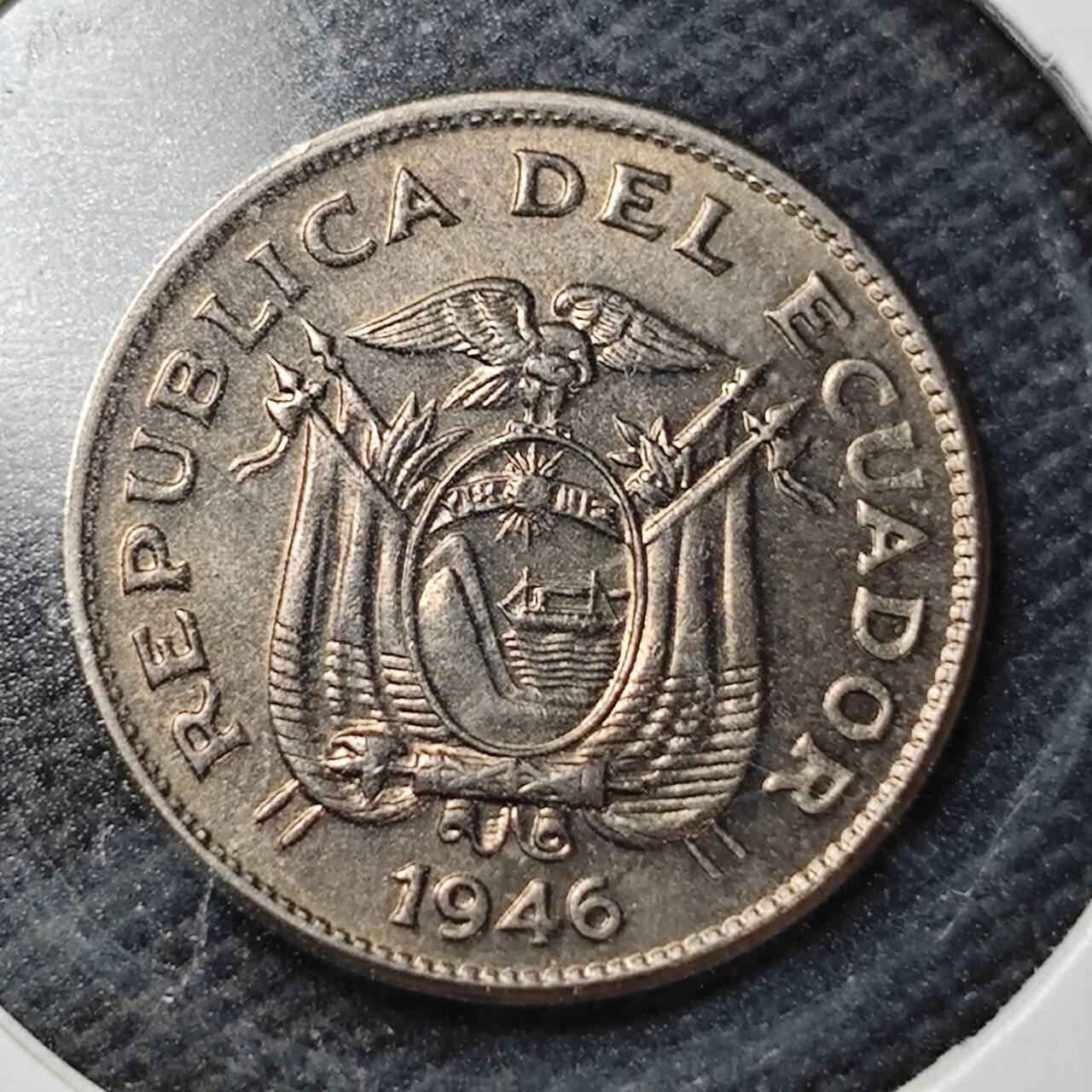 KK钱币收藏小铺  第361场  2月预留时间 周末发货  1946厄瓜多尔10分 好品