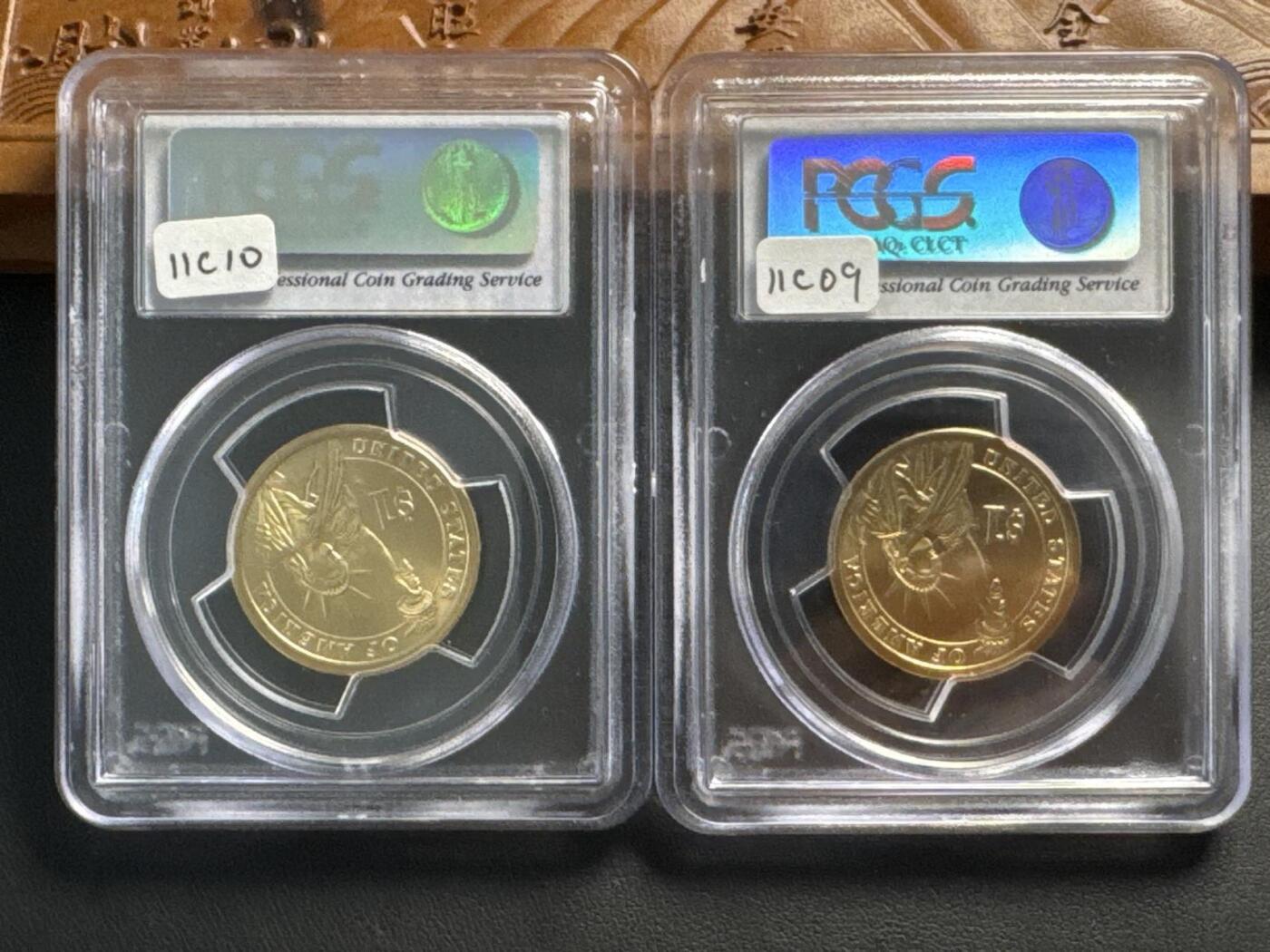 ❤️【币观天下】❤️ 第329期钱币拍卖- 2025.10.31周五晚上6点半场-长期征集拍品 2010年美国总统林肯和布坎南纪念币样币两枚PCGS SP68