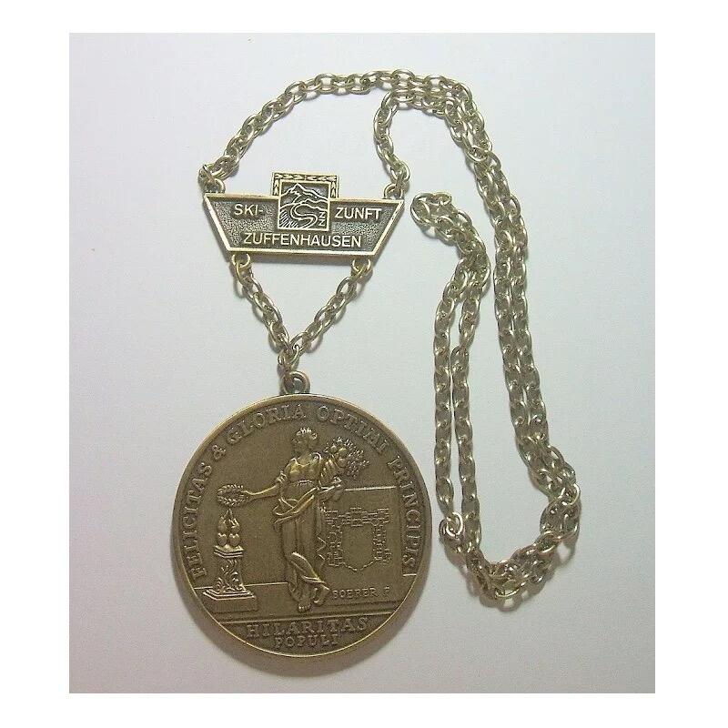 【艺术】德国艺术大章 女神站像高浮雕精制超大铜章 带铭牌+项链 60MM 62克