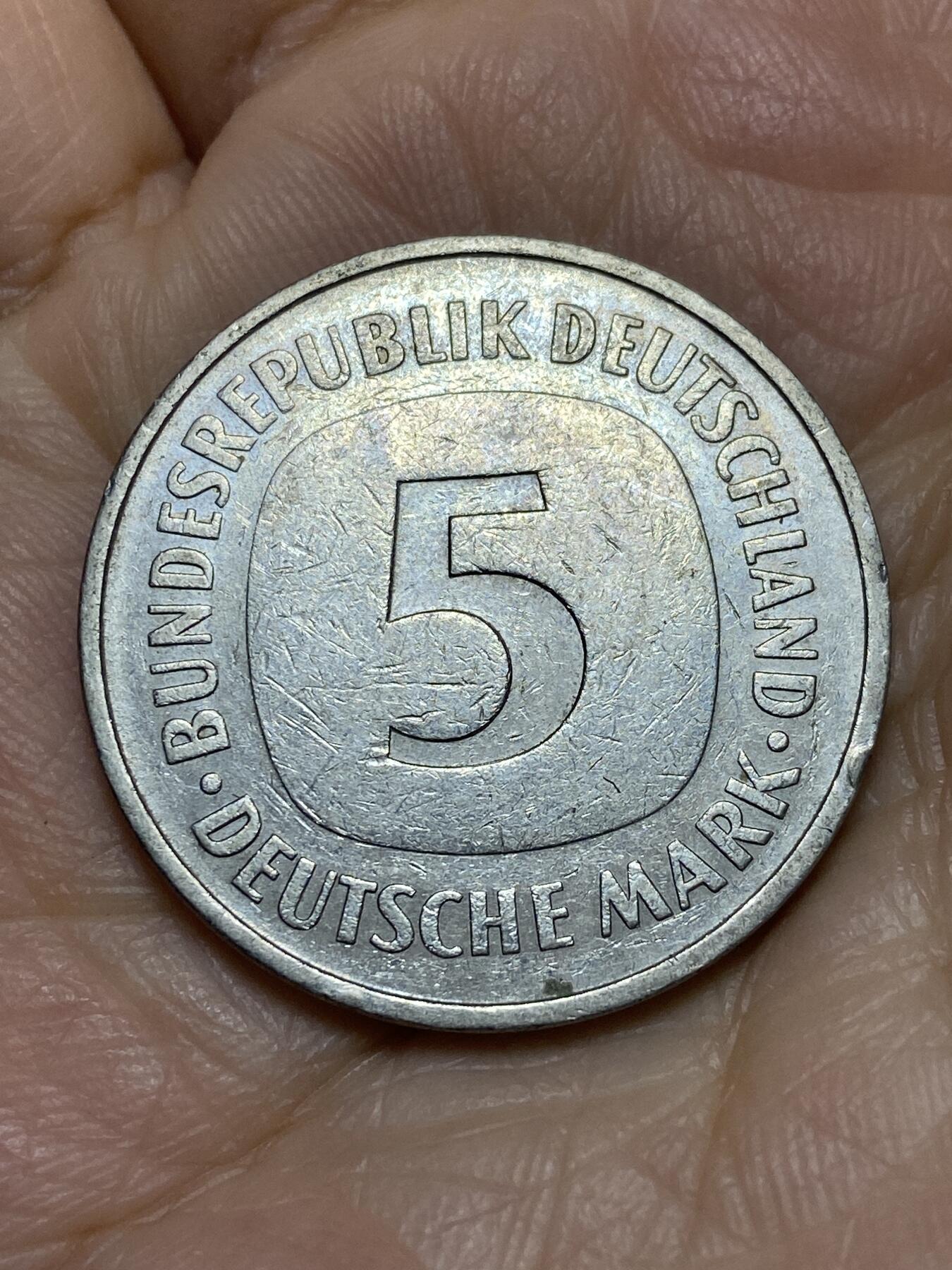 2025年第一百一十九场(总第一百四十五场）外国好品散币(免佣金) 德国🇩🇪1977年5马克(G标，卡尔斯鲁厄造)
