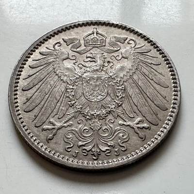 🌹外币初藏🌹🐯2025年第121场  每周二四六晚8️⃣点 哈萨克纪念币 - 德国1915年一马克银币 近未使用好品，细节漂亮