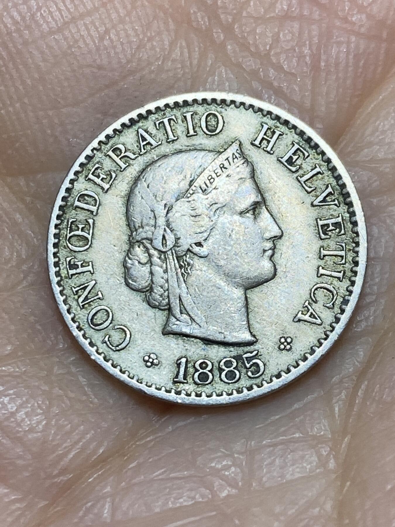 2025年第一百一十九场(总第一百四十五场）外国好品散币(免佣金) 瑞士🇨🇭1885年5分(B标伯尔尼造)