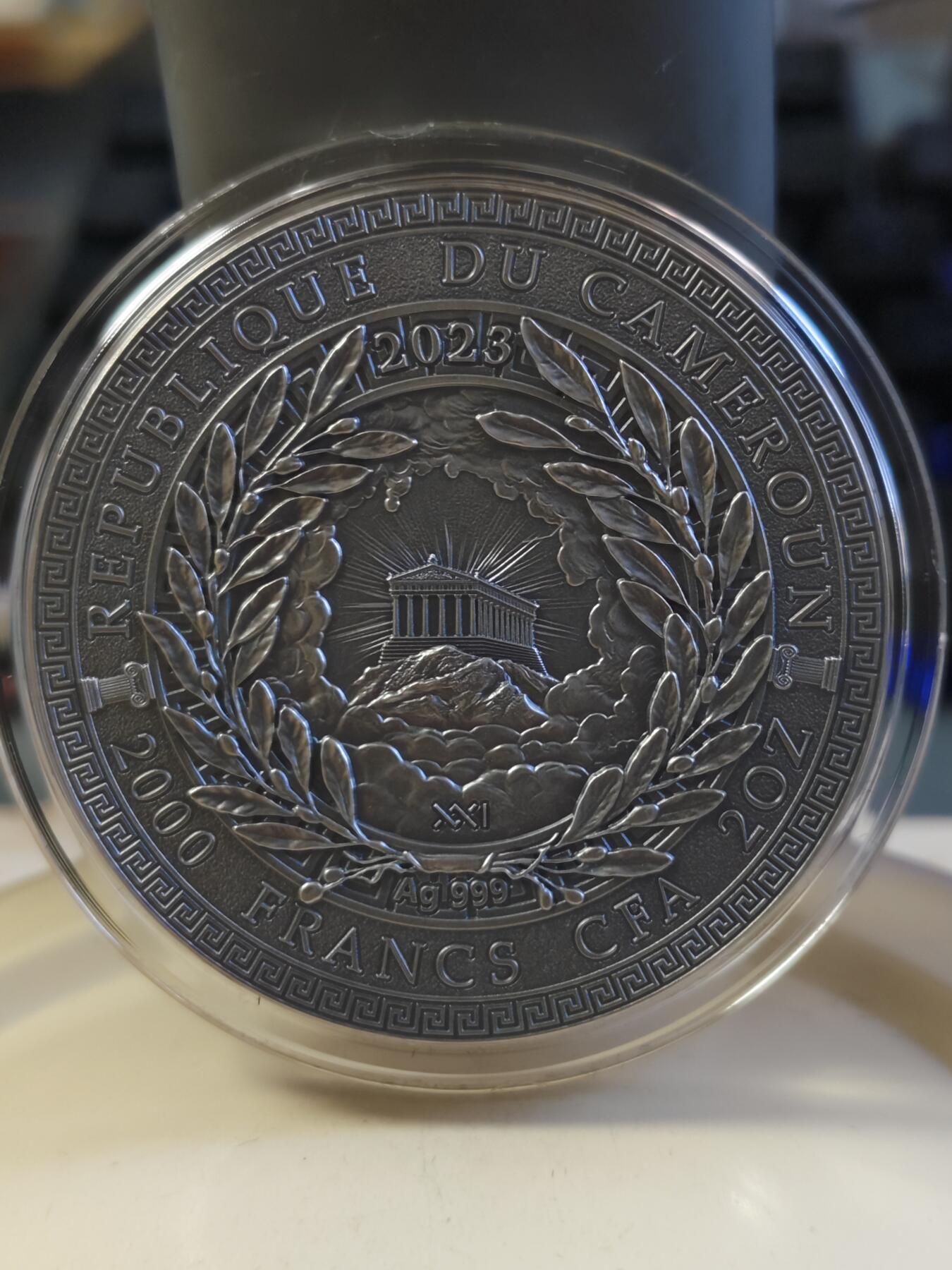 第180期拍卖【长期征集拍品】【北京币展专场】 喀麦隆2023年希腊神话生育女神得墨忒耳2盎司纪念银币，999银，发行500枚