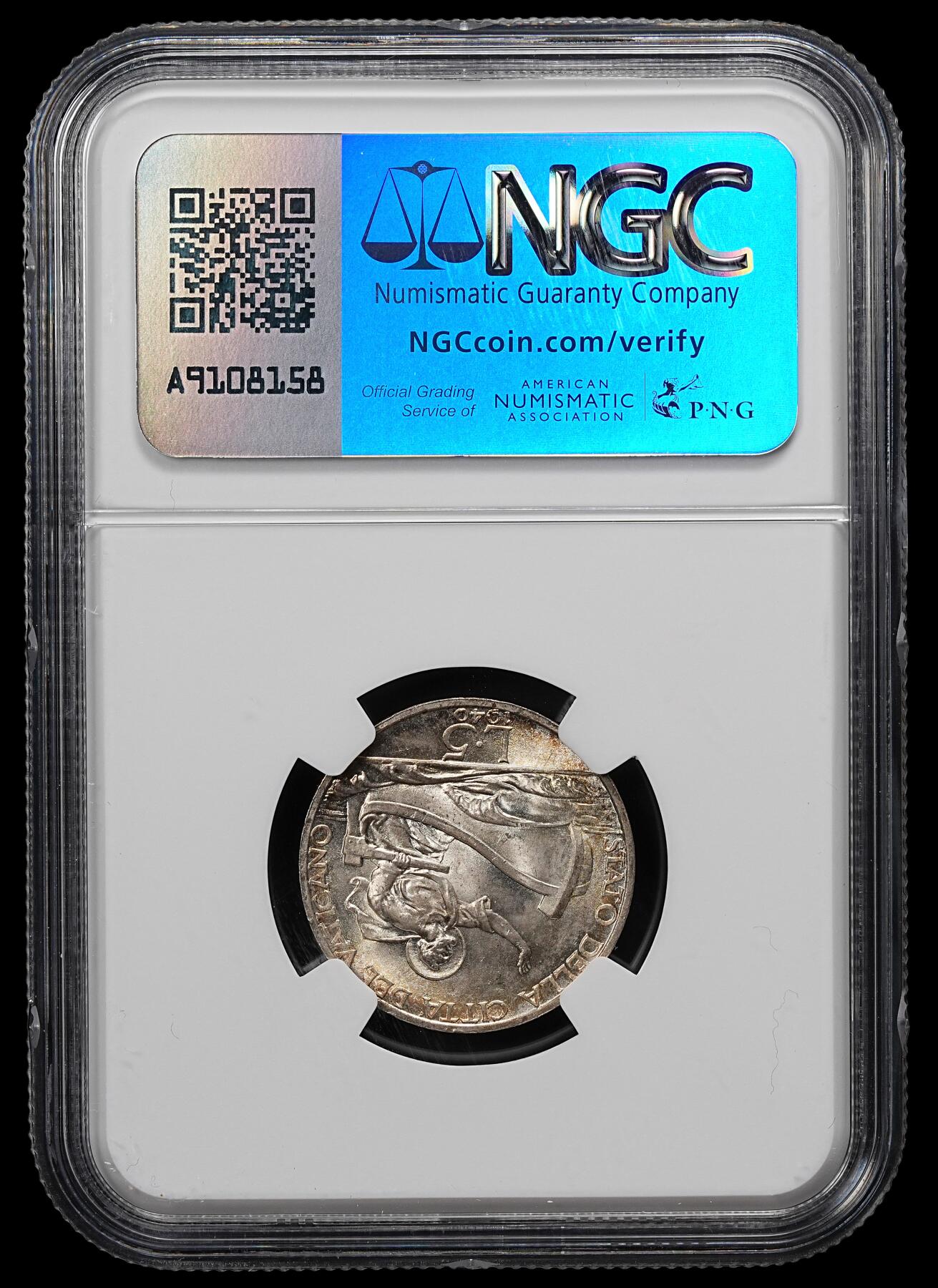 修遠堂世界钱币第九十一期 NGC MS64 1940年梵蒂冈5里拉银币