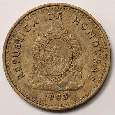 布加迪🐬～世界钱币(上海)🌾第 255 期 /  各国套币和散币 - 洪都拉斯🇭🇳 1993年 5分