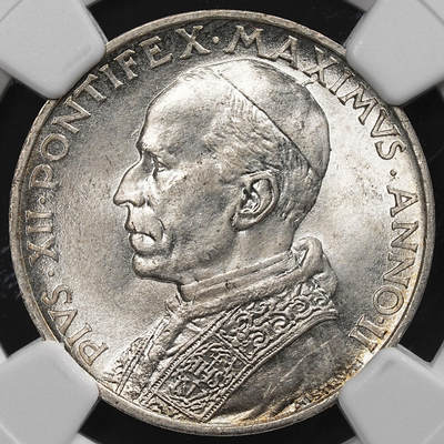 修遠堂世界钱币第九十一期 - NGC MS64 1940年梵蒂冈5里拉银币
