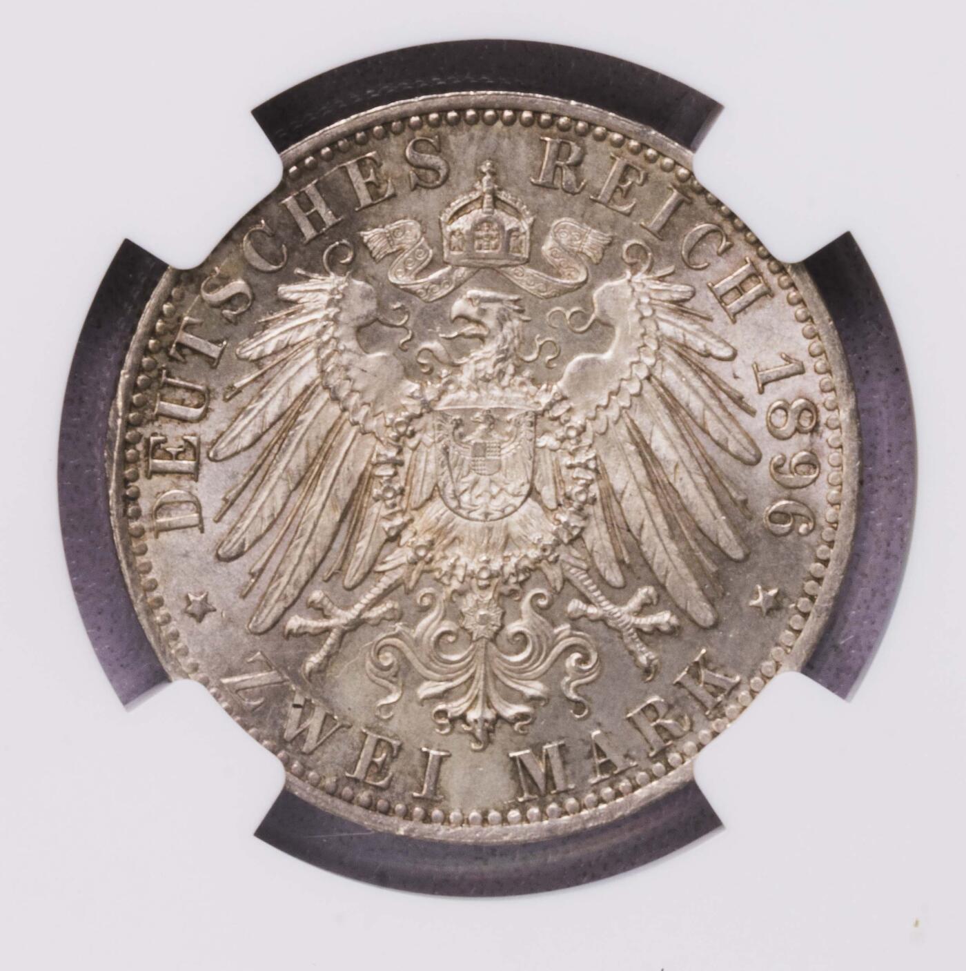 NGC-MS64 1894安哈特2马克银币 经典小邦