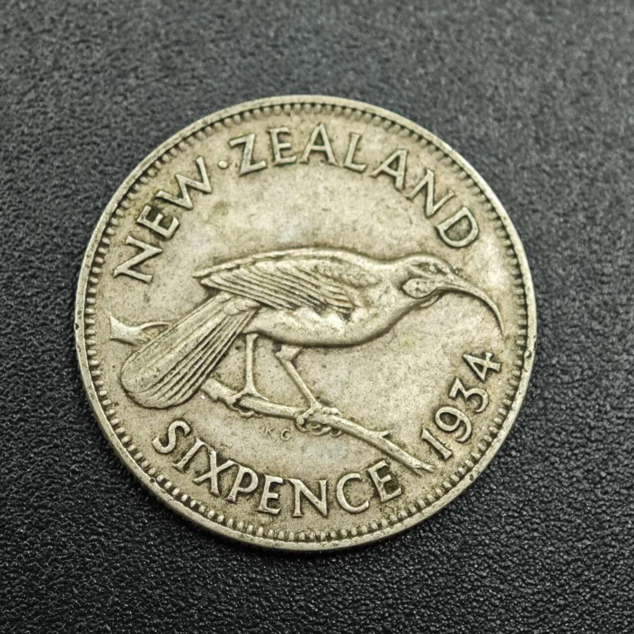 【淘币小摊】实时拍第七百七十九拍   散币场   满百包邮可预留二周 每周一统一发货   新西兰1934年乔治五世6便士银币